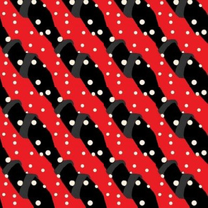 black and red ribbons and dots