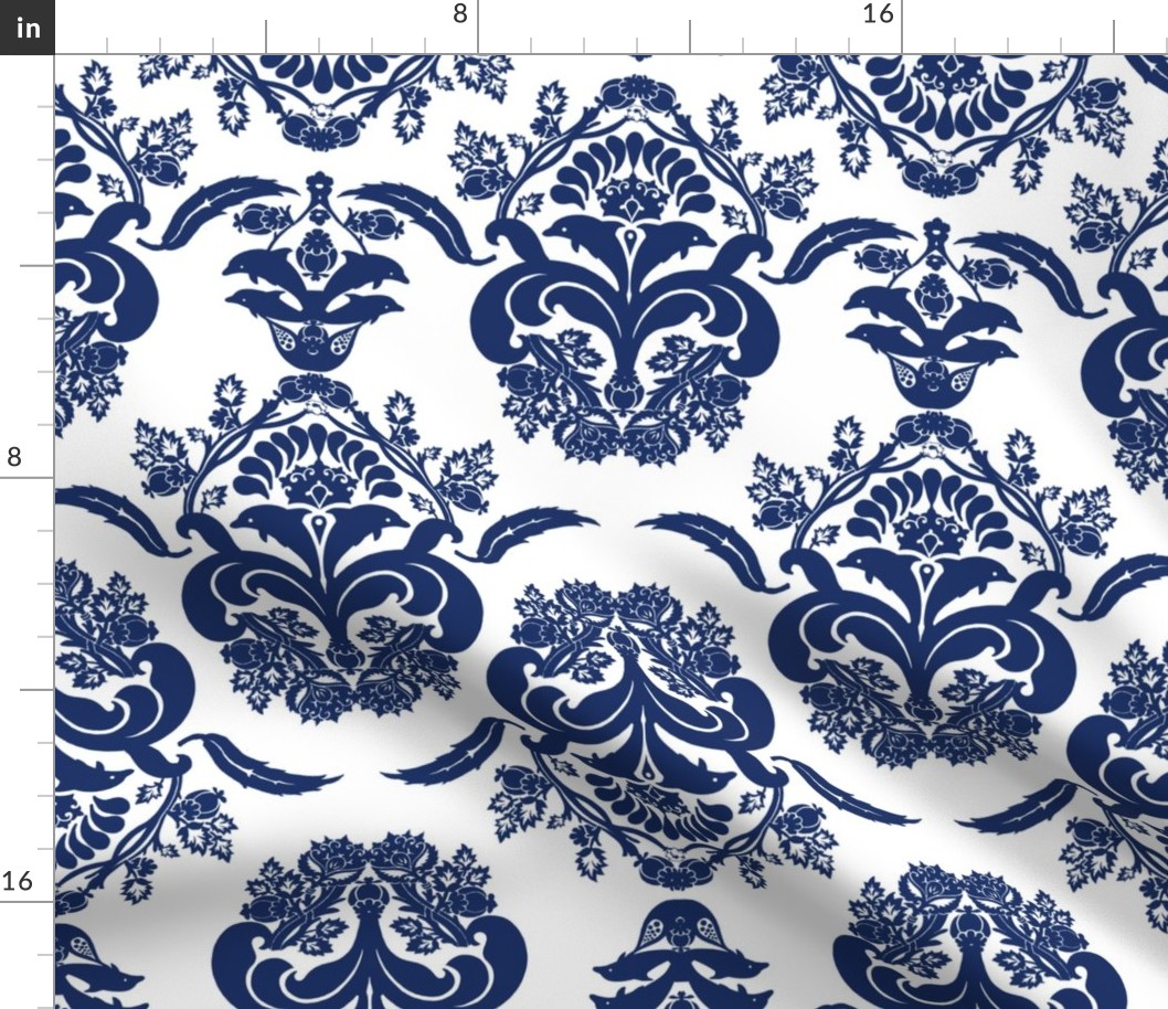 damask dolphin navy