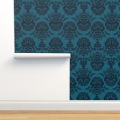 damask dolphin navy blue