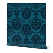 damask dolphin navy blue