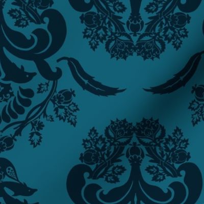 damask dolphin navy blue