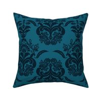 damask dolphin navy blue