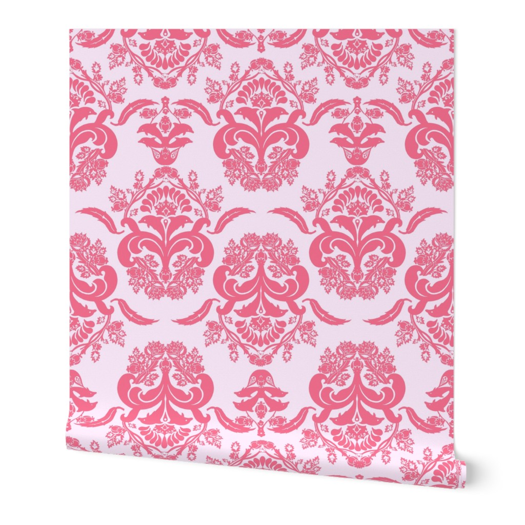 damask dolphin coral pink