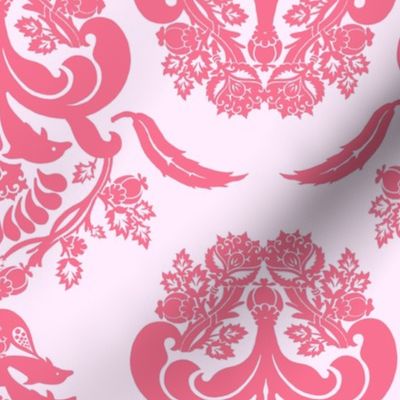 damask dolphin coral pink