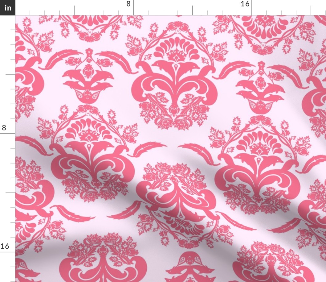 damask dolphin coral pink