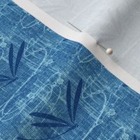 Dragonflies on pond - denim, navy, aqua