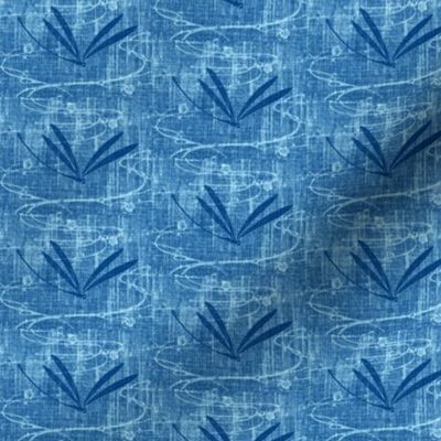 Dragonflies on pond - denim, navy, aqua