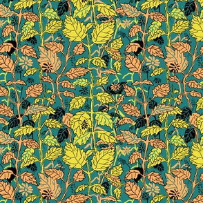 Hedgerow Teal Yellow and Orange