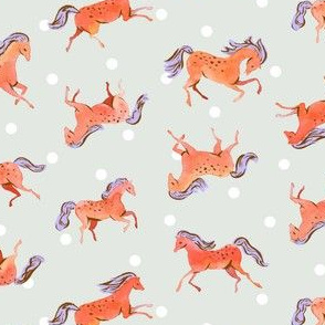 Frisky Horses | Red-Orange/Blue