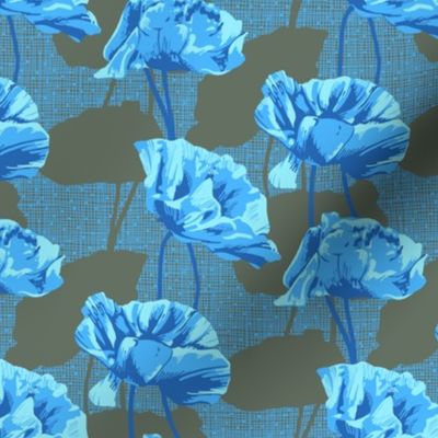 Rimini Poppies - Gray and Blue
