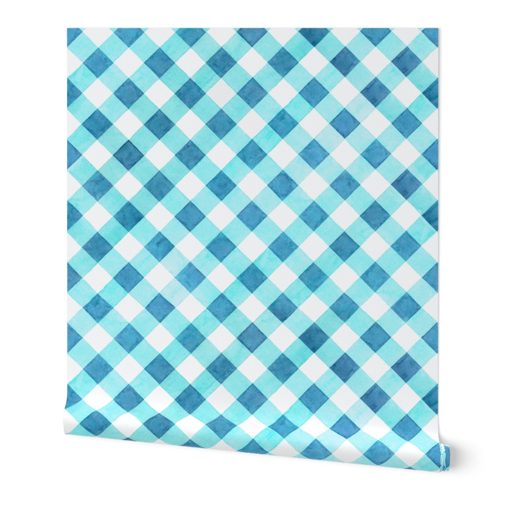 Alpen Rose Watercolour Blue Gingham