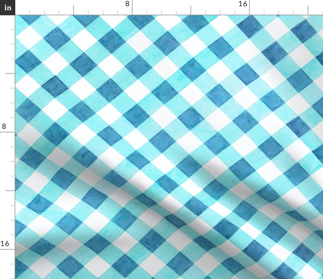 Alpen Rose Watercolour Blue Gingham