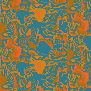 Elephant Abstract -teal orange 
