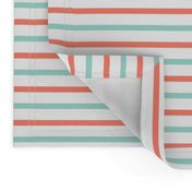 Mint + coral sailor's jersey quarter inch stripes (limited palette) by Su_G