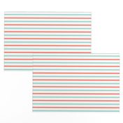 Mint + coral sailor's jersey quarter inch stripes (limited palette) by Su_G