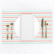 Mint + coral sailor's jersey quarter inch stripes (limited palette) by Su_G