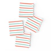Mint + coral sailor's jersey quarter inch stripes (limited palette) by Su_G
