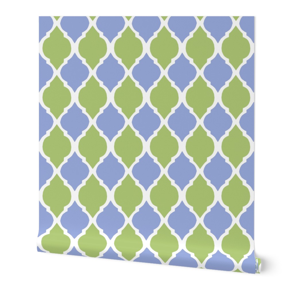 green tea and pale blue morocco tile