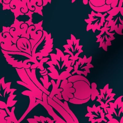 floral damask blue