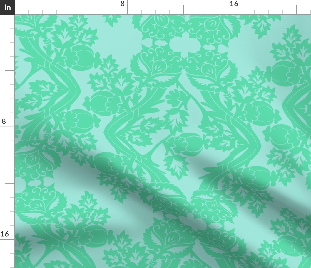 floral damask minty