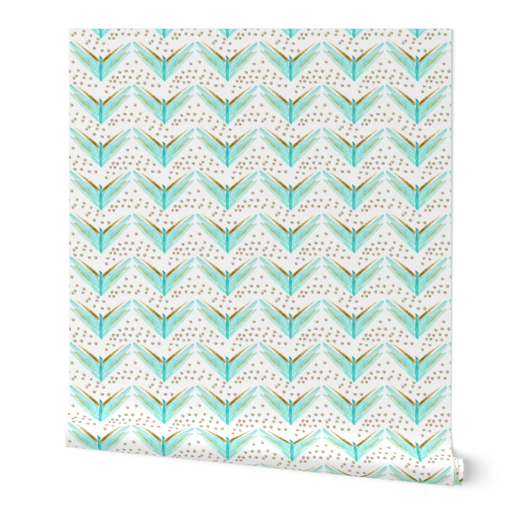 Feather Chevron in Blues