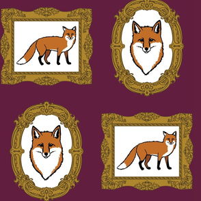 Fox Portraits On Plum