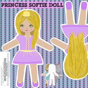 lilac princess doll, DIY cut and sew softie ragdoll