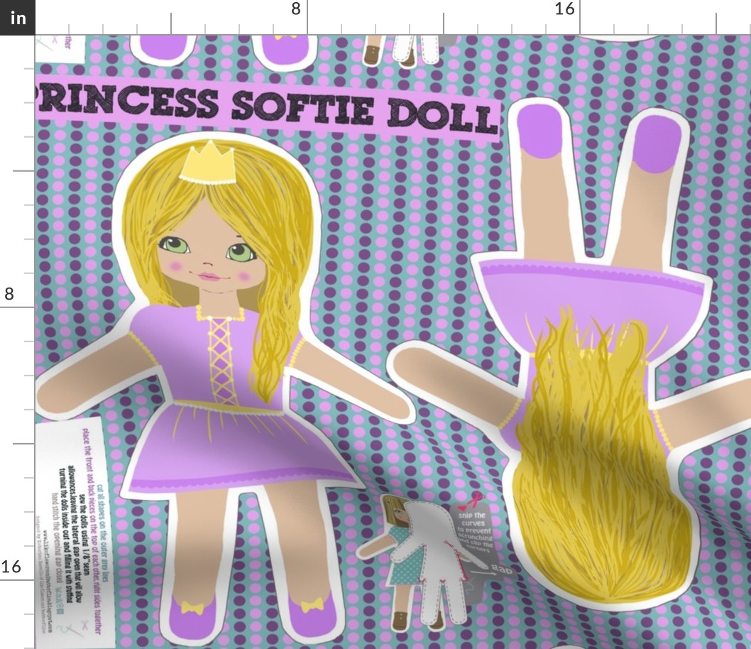 lilac princess doll, DIY cut and sew softie ragdoll