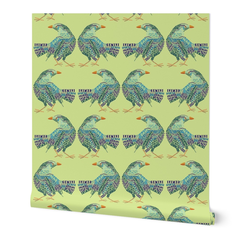 Gemini the Twin Bower Birds Olive