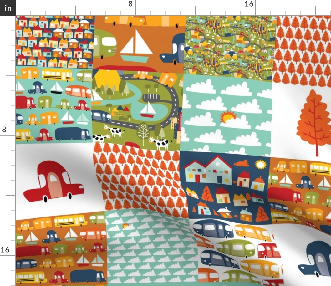 Cars, trucks, boats cheater quilt