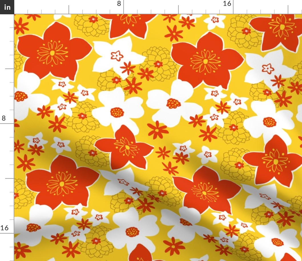 Mod Floral Yellow and Red