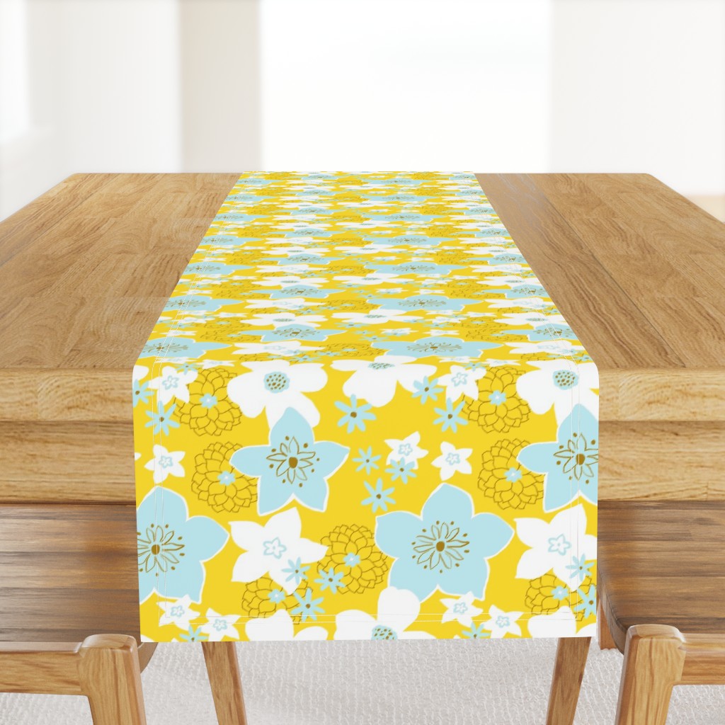 Mod Floral Yellow and Blue