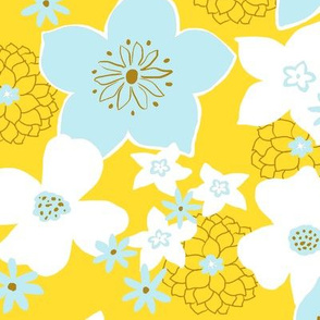 Mod Floral Yellow and Blue