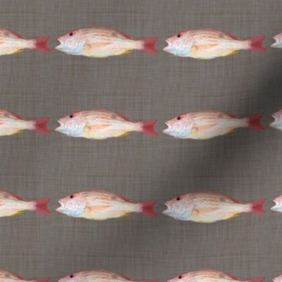 Fish On!  Dark Linen Background