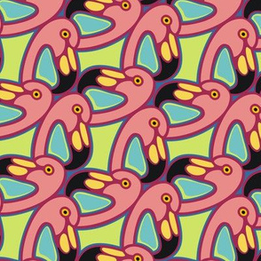 tilted flamingos