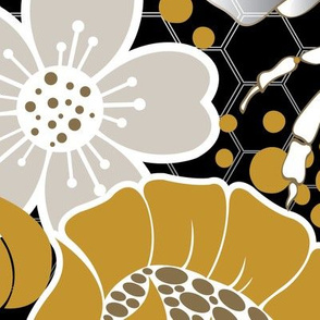 Beats N Bees Floral in Black, Gold & Silver