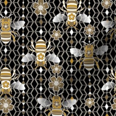 Geo Bees Black, Gold & Silver