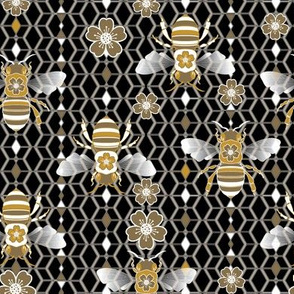 Geo Bees Black, Gold & Silver
