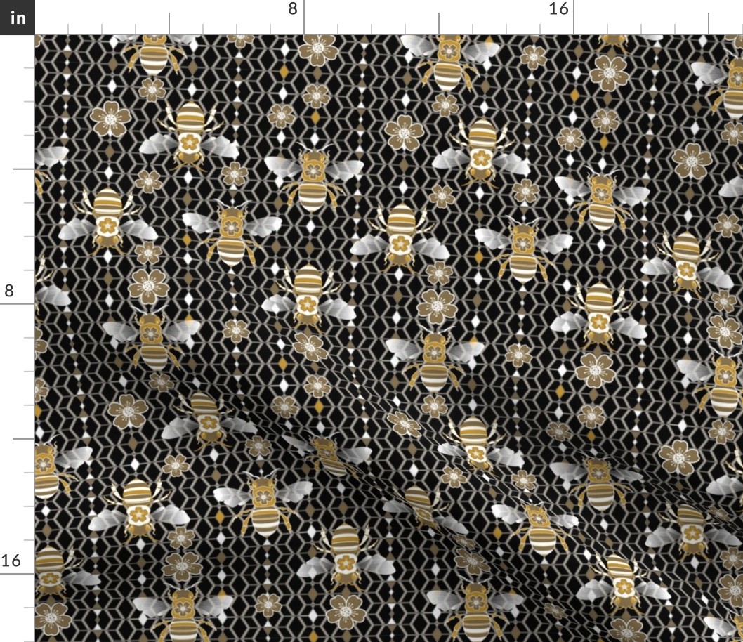 Geo Bees Black, Gold & Silver