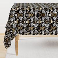 Tribal Bee in Black, Gold, Silver