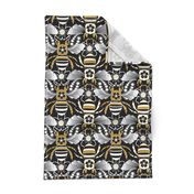 Tribal Bee in Black, Gold, Silver