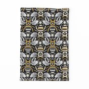 Tribal Bee in Black, Gold, Silver