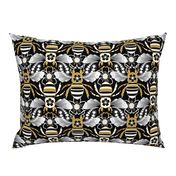 Tribal Bee in Black, Gold, Silver