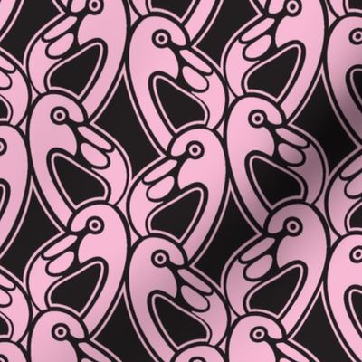 pink and black flamingos