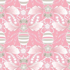 Tribal Bee in Blush & Gray