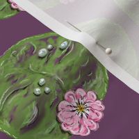 Lily Pads in Bloom purple mauve berry background