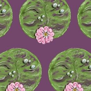 Lily Pads in Bloom purple mauve berry background