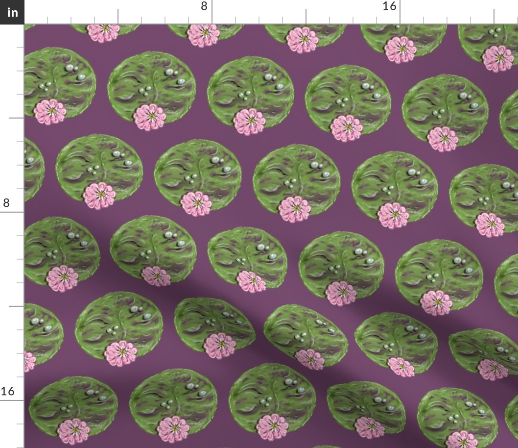 Lily Pads in Bloom purple mauve berry background