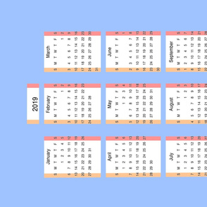 Calendar 2019 in light blue