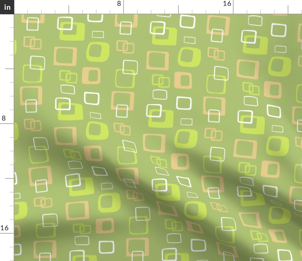 Mod Abstract Green Tan and White
